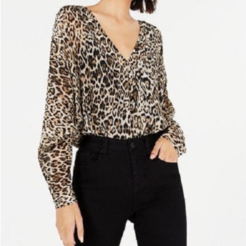 Dolman Sleeve Leopard Print Bodysuit